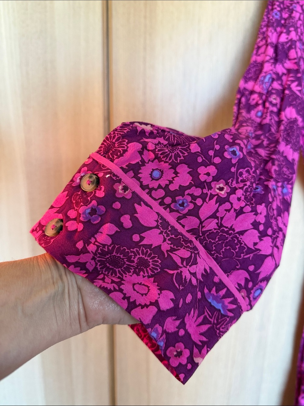 Anthropologie - Fuchsia and Purple Floral Button-Front Jumpsuit - Picture 5 of 9